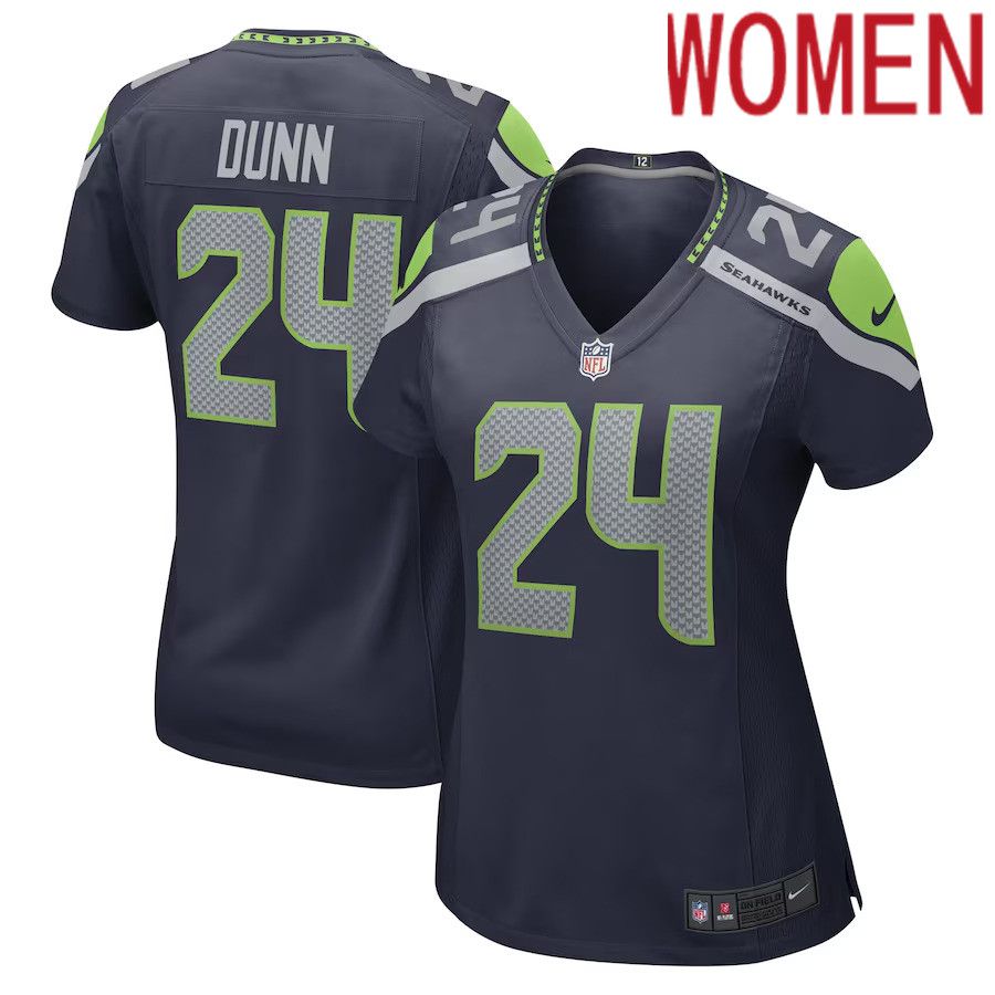 Women Seattle Seahawks #24 Isaiah Dunn Nike College Navy Game Player NFL Jersey